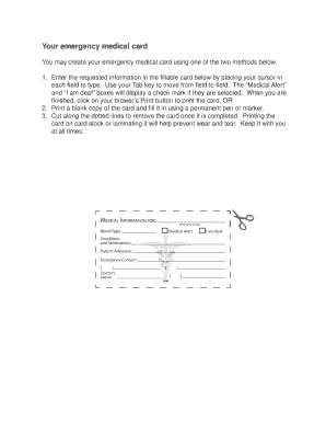 Emergency Medical Card