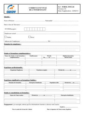 FORM. FINC.01 CURRICULUM VITAE