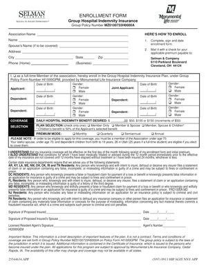 Group Hospital Indemnity Insurance Enrollment Form