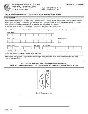 Texas Handgun Licensing Application