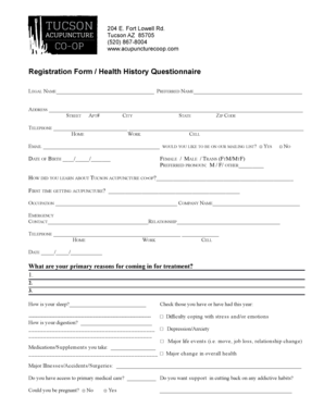 Acupuncture Registration Form