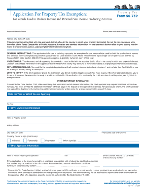 Texas Property Tax Exemption Application