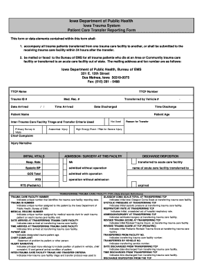 Iowa Trauma Patient Care Transfer Form