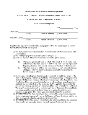 Massachusetts Contingent Fee Agreement Form B