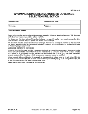 Wyoming Uninsured Motorists Coverage Selection Form