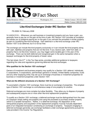 IRC Section 1031 Like-Kind Exchange Guidelines