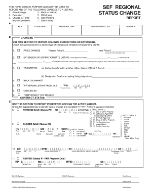 Real Estate Listing Status Change Form