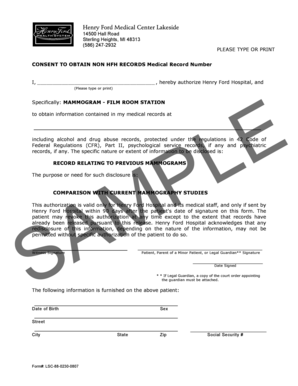 Henry Ford Medical Record Consent Form