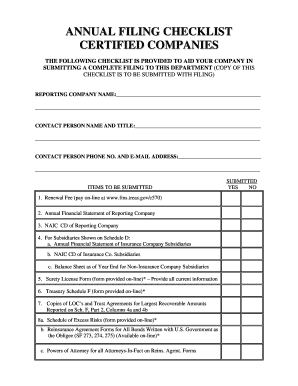 Annual Filing Checklist for Certified Companies