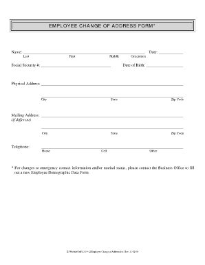 Employee Change of Address Form