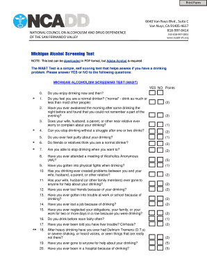 Michigan Alcoholism Screening Test (MAST)