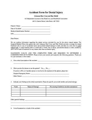 Accident Form for Dental Injury