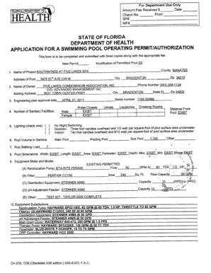 Florida Swimming Pool Operating Permit Application