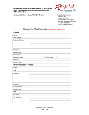 Request for DNA Diagnosis