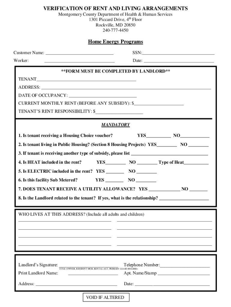 Dhs Rent Verification Form Fill Online Printable Fillable Blank 