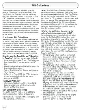 IRS E-File Signature PIN Guidelines