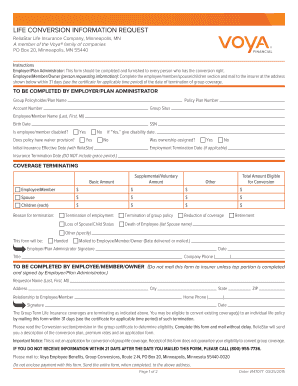 Life Insurance Conversion Information Request