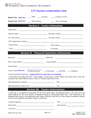 EFT Payment Authorization Form
