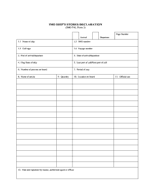 IMO Ship's Stores Declaration