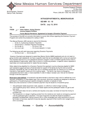 New Mexico Works Diversion Payment Agreement