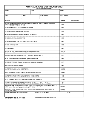 Army AGR/ADOS Out-Processing Form