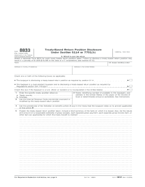Form 8833 Treaty-Based Return Position Disclosure