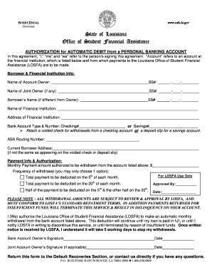 Louisiana Student Loan Automatic Debit Authorization