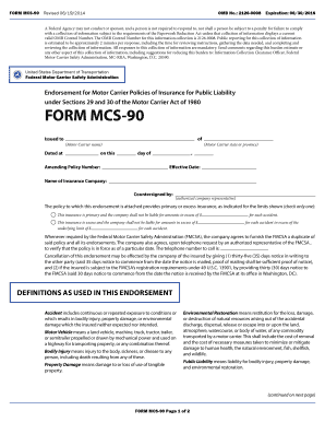 MCS-90 Endorsement for Motor Carrier Insurance