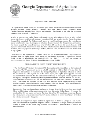 Georgia Equine Event Permit