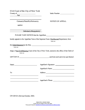 New York Notice of Appeal