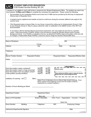 UIC Student Employee Requisition Form