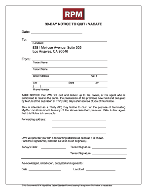 30-Day Notice to Quit