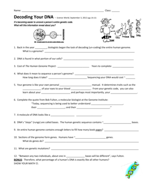 DNA Sequencing Worksheet