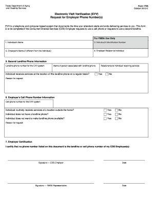 Texas EVV Employer Phone Request Form