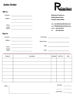 Sales Order Form