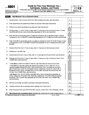 Form 8801 Credit for Prior Year Minimum Tax