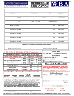 Accident Shield Plus Membership Application