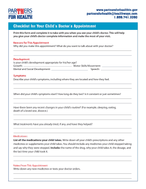 Child Doctor Appointment Checklist