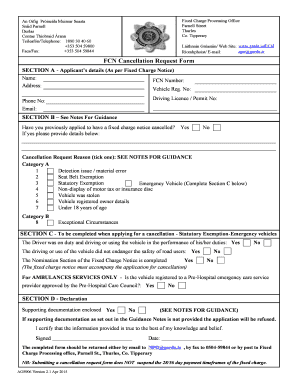 Fixed Charge Notice Cancellation Request Form