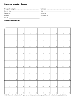 Cryoware Inventory System Form