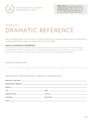 Dramatic Reference Form
