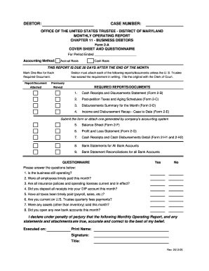 Chapter 11 Monthly Operating Report Form 2-A