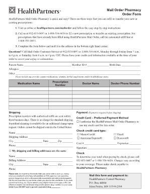 HealthPartners Mail Order Pharmacy Order Form