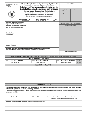 Solicitud de Prórroga para Rendir Informes de Sociedad Especial