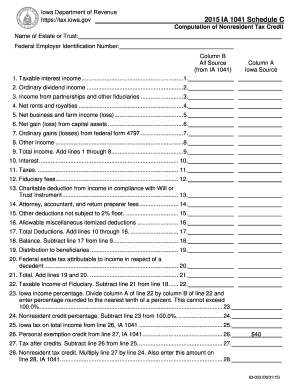 Iowa Nonresident Tax Credit Schedule C
