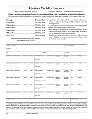 Livestock Mortality Insurance Application