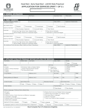 Head Start Application for Services