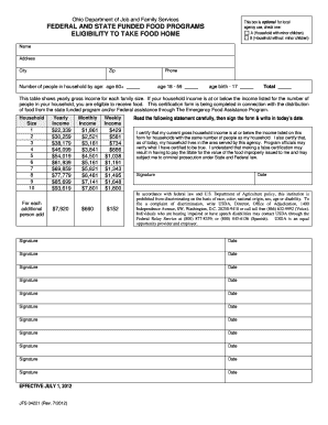 Ohio Food Program Eligibility Form