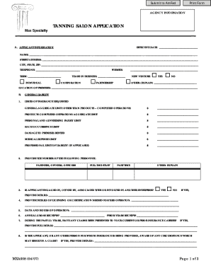 Tanning Salon Insurance Application