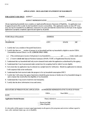 Application - Declaratory Statement of Eligibility